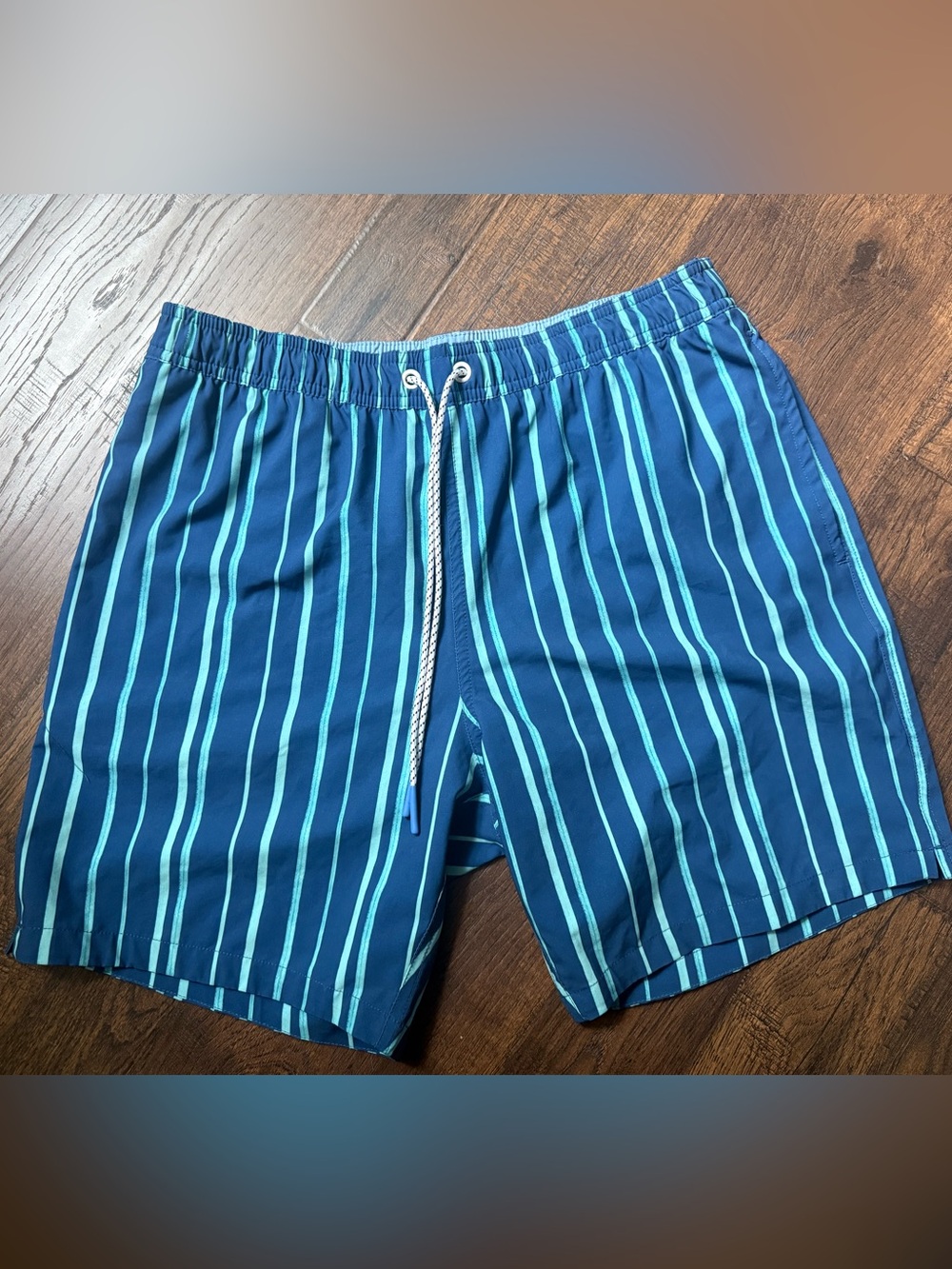 Bonobos Navy & Teal Vertical Stripe Swim Trunks